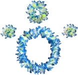 댄스 파티 장식을 위한 대형 꽃 의상 세트가 있는 하와이안 루우 훌라 잔디 스커트 추천 : 온캐치