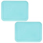 Pyrex 7210-PC 3컵 햇빛 탈색 터키석 식품 보관 교체용 뚜껑 (2팩) - 미국 제조 : 삼촌해외직구