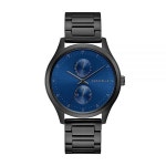 [ 737972 ] 카라벨 불바 남성용 최소/최대 쿼츠 블랙 이온 도금 스테인리스 스틸 24시간 서브 다이얼 시계, 딥 블루 스타일: 45C116, 블랙... 