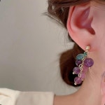자수정 드롭 이어링 퍼플 포도송이 귀걸이 우아한 : 미래물산ENC