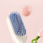 휴대용 엉킴방지 원터치 머리카락 제거 머리빗 헤어브러쉬 실리콘 손잡이 정전기 방지 두피 마사지 빗 : daonbich