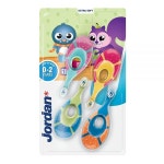 Jordan 1단계 아기 칫솔, 0-2세, 부드러운 칫솔모, BPA 프리 (4개입) : 재우네스토어