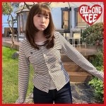 행텐 10530-131-660-45-003여성 슬림핏 가디건 스트라이프 레이어드 티셔츠dj 1024912 : 셀바이유토피아