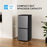 쿠치나 매직카 2.9 Cu.Ft 컴팩트 양문 미니 냉장고 - 상단 냉동고 및 하단 | 에너지 절약 7단계 정밀 냉각 기숙사 침실 사무실 작은 공간에... 