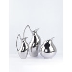 도금 인테리어 전기 도자기 16x21cm A 꽃병 실버 북유럽 유리 원형 : 버디카트