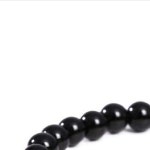 흑요석 팔찌 금색 용머리 장식 천연석 구슬 남성 액세서리 광택 원형 비즈 탄성 밴드 : 다온마켓1004