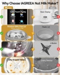 IAGEEA 8 in 1 너트 밀크 메이커 머신 스테인리스 스틸 뚜껑 BPA... 아몬드 /Oat /두유 35온스(1L) 8분 자가 세척 2시간 보온 750W White... 