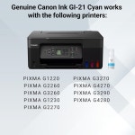 캐논 호환 GI21 정품 시안 잉크 병 메가탱크 G1220 G2260 G3260 G1230 G2270 G3270 G4270 G3290 및 GI-21 Cyan Ink One Ink : 업라이즈원