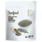 Sunfood Superfoods Raw Organic Chia Seeds - Chia Seeds 유기농, 건조 치아 씨앗 벌크, 치아 푸딩, 스무디, 요거트, USDA 유기농... 