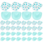 LUOZZY 40피스 미니 웨스턴 카우보이 모자 블루 및 화이트 카우걸 DIY 공예용 플라스틱 미니어처 인형의 집 드레스 업 액세서리350056... 