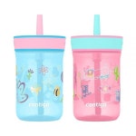 용 물병, 2팩, 414ml(14온스), 흘림 방지, 블루 라즈베리/진달래 및 나비/라마, 식기 세척기 사용 가능 텀블러, 빨대 포함 : v아도르마켓v