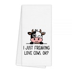 암소 애호가 소녀를 위한 소 선물, 재미있는 농장 동물 핸드 타월 욕실 장식, I Just Freaking Love Cows. OK 주방용 행주 행 : 라온 market