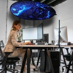 사무실 칸막이 책상 그늘막 눈부심 방지 커버 작업 공간용 캐노피 36인치 원형 조명 클램프 포함 Eagle/Black 36 Circular : 업라이즈원