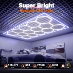 차고 조명 105W 12600LM 차고용 6500K 초밝은 LED 작업장용 3개 그리드 시스템 허니콤 지하실 자동차 디테일링 게임룸 1 Hex : 라인업원