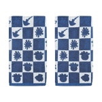 Lacomfy 체크 무늬 오션 핸드 타월 2개 세트, 100% 면 블루 코스탈 욕실 타월 울트라 소프트 자수 장식 접시 타월 샤워 주방 데일리, 오션... 