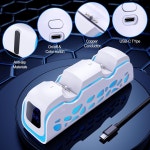 PS5 컨트롤러 충전기 - 6개의 LED 및 RGB 모드를 갖춘 듀얼 센싱 엣지 충전소 충전 도크는 /Slim /Pro 리모컨 액세서리에 적합합니다... 