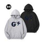 [2PACK] 1+1 G로고체크 프린팅 오버핏 후드 티셔츠 H0290 : 그루브스텝