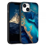 글로우 인 더 다크 하이브리드 하드 PC 백 소프트 TPU 범퍼 보호 미끄럼 방지 여성 남성 6.1인치용, 블루 마블/골드 : ziyoumarket