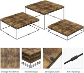 엘리테루 뷔페 라이저 3팩 나무 디스플레이 스탠드 테이블용 사각형 푸드 계층형 디저트 파티용 러스틱 브라운 9 x10 x11 Brown 6 x7 x8... 