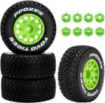 GLOBACT 12mm /14mm 육각 RC 휠 및 타이어 1 /10 아르마 센톤 퓨리 슬래시 축 로시 레드캣 Rc4wd 탈부착 교체용 (녹색 4PCS) : 좋은인성