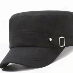 버클장식 심플 군모 남성용 밀리터리 캡 야구모자 스트리트 블랙 : Miane