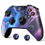 ISFERCH 무선 컨트롤러는 모든 Xbox One 모델 시리즈 X /S 및 PC Windows에 대해 디자인 블루 & 퍼플 스월 모델과 호환되며 3.5mm 오디오... 