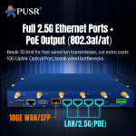 PUSR BE6500 듀얼 밴드 기비트 5G NR WiFi7 라우터 고정 무선 액세스 FWA 퀄컴 X62 4 PoE 2.5G LAN 포트 NR370i : 모티브릭9
