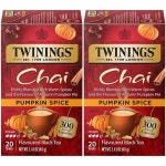 Twinings Pumpkin Spice 차이 티, 아로마 향신료와 생강이 함유된 천연 향이 나는 카페인 홍차, 개별 포장, 티백 20개 (2팩) : 제이에스001