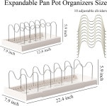 LICRUGU 냄비 및 프라이팬 정리함 캐비닛 10 조절 가능한 칸막이 확장 뚜껑 홀더 주방 수납 조리기구 도마 접시 흰색 2PCS용 내부 랙 : 온캐치