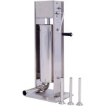 소시지 충전기, 수동 제조기, 스테인리스 스틸 재질의 수직형 충전기 (충전 튜브 4개 포함), 2단 속도 조절 기능, 가정 및 상업용으로 적합... 