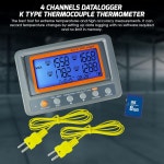 K 타입 온도계 데이터 로거 4채널 열전대 SD 카드 포함 디지털 온도 기록기 프로그래밍 가능한 고/저 한계 알람 녹화기 : 캐치스업