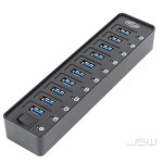 웍스비 10포트 대용량 허브 USB3.0 유전원 피씨방 학교 납품 분배케이블 분배기 : 제이웍스비