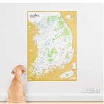 웍스디 댕댕이 여행지도+멍발자국 스티커 - 우리나라 지도 애견용품 반려견동반 전국여행 : 제이웍스디
