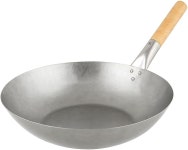 소로 에센셜 - 14 u201D 카본 스틸 웍 팬 평평한 바닥 나무 손잡이 포함 중국식 볶음 조리기구 소트 스토브탑 요리에 이상적임 : 월드셀렉트마켓원