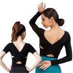 라틴 댄스복 스판 라틴어 여성 라틴가방 크롭 댄스 상의 라인 살사 탑 A.긴팔모달탑, S : 사도알멜피