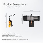 프로윈치 1톤 전기 체인 호이스트 – 단일 속도 헤비 듀티 H4 듀얼 전압 208/480V 3상 13피트 팅 높이 G100 니켈 IP55 ASME B30.16 산업용... 