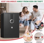 가정용 5.5 컵트 바이오메트릭 방화 금고 헤비 듀티 방수 키패드 및 듀얼 알람이 포함된 대형 문서 안전 머니 주얼리용 디지털 : 닛시앤코