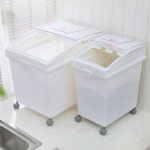 식품 보관함 대용량 밀가루통 이동식 쌀통 분말 슬라이딩 뚜껑 45L F8891 : 버노바스
