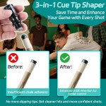 VortecSys 풀 큐 팁 도구 프리미엄 3-in-1 당구 셰이퍼 소형 당구장 액세서리 및 수리 키트 남편과 친구를 위한 선물(블랙) Black... 