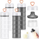 바더케 4개입 단백질 파우더 용기 세트, 5단 적층 가능, 누수 방지, 깔때기, 스탠드, 키체인 포함, 운동 및 피트니스용 (회색, 흰색) : 엠제이컴퍼니9A