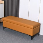 롱스툴 소파베드 대기의자 인조가죽 신발장 입구 수납형 다크오렌지 09 길이 70 폭 40 높이 43cm : 코리드픽