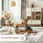 누룸 레모나 그레이 /보리 8피트 10인치 x 12인치 모들렌 추상 부드럽고 아늑함 높은 교통량 얼룩 방지 쉬운 청소 내구성이 뛰어난... 