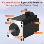 YEJMKJ 네마 23 스테퍼 모터 2상 1.8° 2.2Nm(311.55온스·인치) 고토크 바이폴라 82mm 0.6ω 4.0A 4와이어 샤프트 21mm φ8mm 57... 