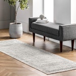 누룸 스핀클린 하트 그레이/보리 2피트 6인치 x 8인치 빈티지 부드럽고 아늑함 높은 트래픽 얼룩 방지 이지 클린 내구성 세탁기 세탁... 