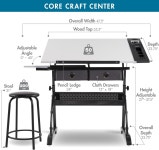코어디자인스튜디오(CoreDesignStudio | SD 스튜디오 디자인 코어 2 PC 공예 센터 - 천 서랍 측면 선반 및 의자가 있는 35.5인치 W 각도 조절식 제도대 : 밍구랴