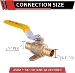 드롭 이어가 있는 EFIELD 3/4인치 펙스 브라스 풀 포트 차단 볼 밸브 (VALVE025) Pack of 1 3/4 Inch : 살림컴페니