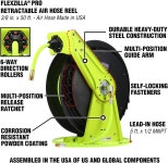 Flexzilla Pro 퍼포먼스 시리즈 에어 호스 릴 3/8인치 x 50피트 헤비 듀티 경량 하이브리드 ZillaGreen - L8011FZ 3/8 Inches x 50 Feet... 