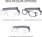 수그리 남자 농구 안경.축구 축구 스포츠 보호 안경 안전 고글 교체 가능한 렌즈용 G8107 Black Frame White : 쓰리밀리언