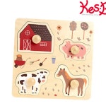 어린이 원목 꼭지 퍼즐 동물 원목 농장 퍼즐 유아 소근육 : 올데이문