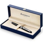 Waterman 엑스퍼트 블랙 볼펜 CT 미디엄 포인트 블루 잉크 Gloss Black with Chrome Trim : 신나는 온라인 세상